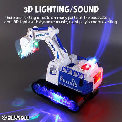 Light Up Rotating Spinning Deformation Robot Excavator with Sounds