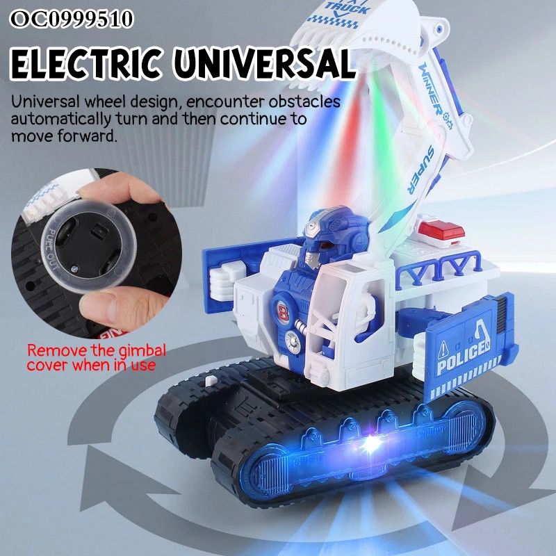 Light Up Rotating Spinning Deformation Robot Excavator with Sounds