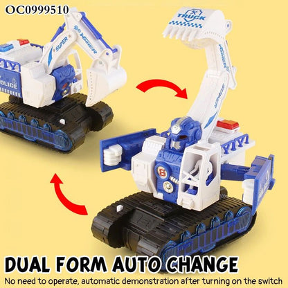 Light Up Rotating Spinning Deformation Robot Excavator with Sounds