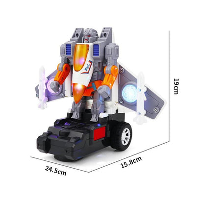Light Up Rotating Spinning Deformation Robot Aircraft Aeroplane Toy