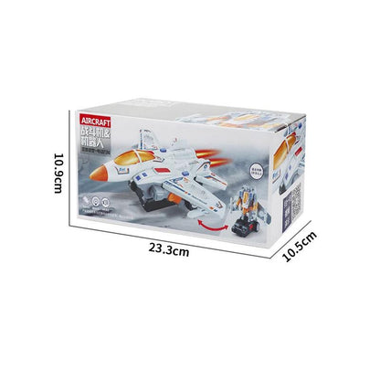Light Up Rotating Spinning Deformation Robot Aircraft Aeroplane Toy