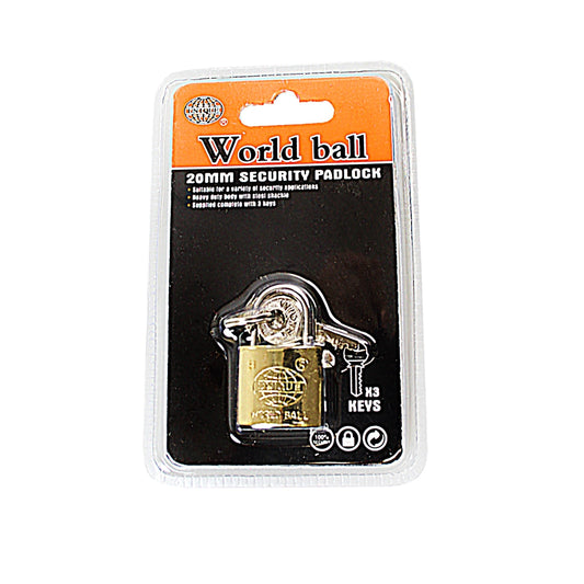 New Security World Ball Unique Padlock 20mm With 3 Keys 0242 A