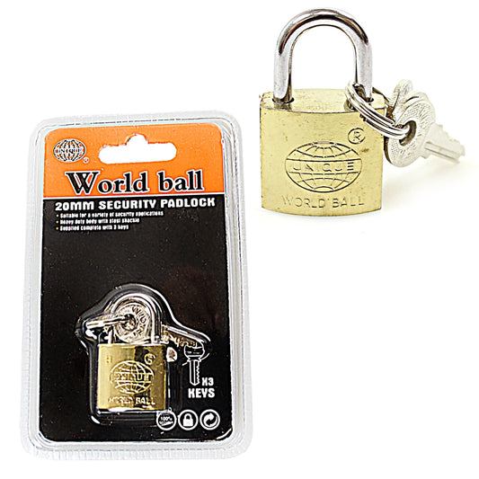 25mm Heavy Duty World Ball Unique Padlock 3 Keys Attached Diy 0243 A