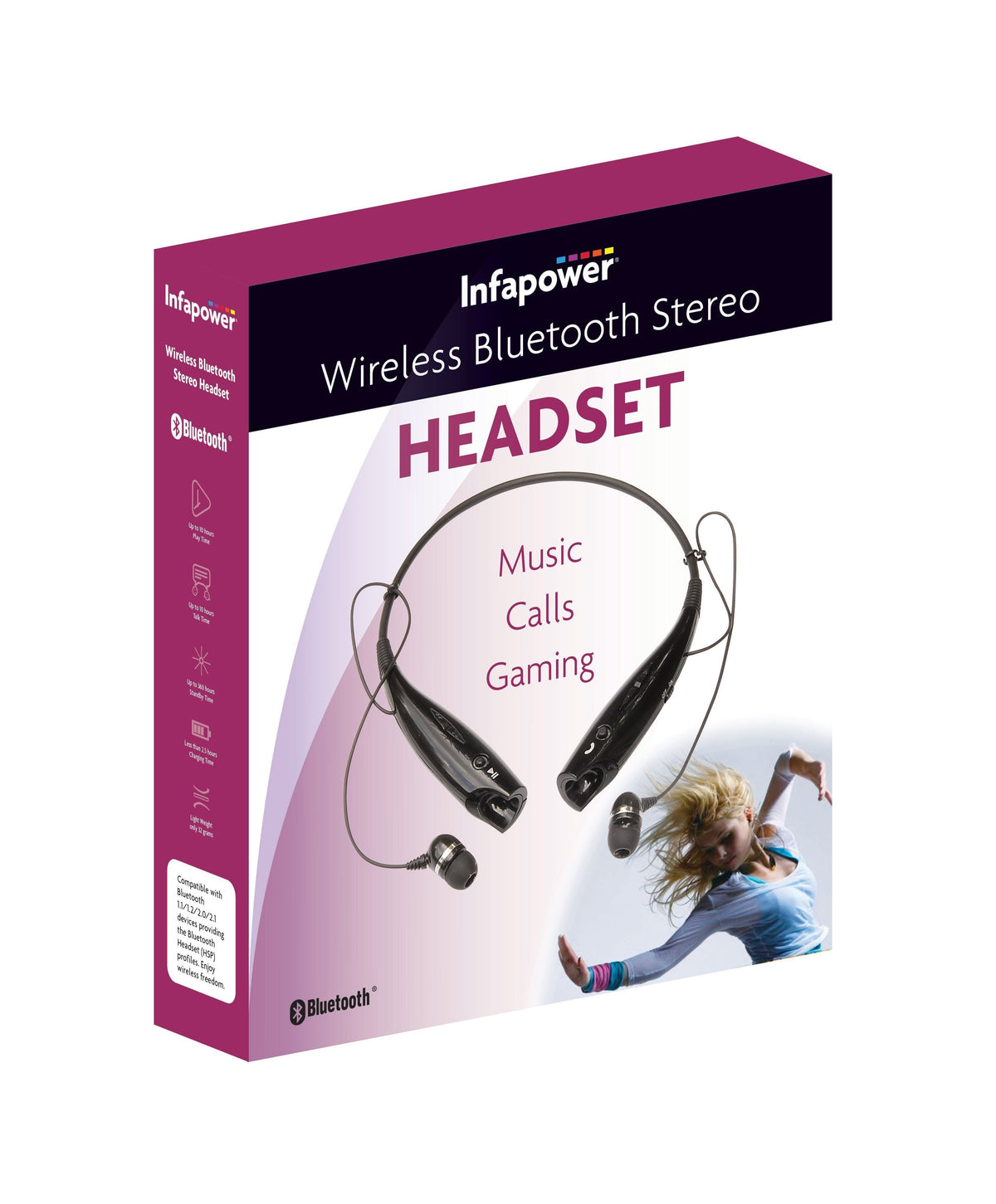 Wireless Bluetooth Stereo Headset Ideal For Music Calls Gaming BLACK X304BLK