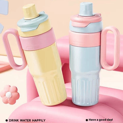 780ml Gradient Double Drink Thermal Cup Stainless Steel With Lid Coffee Cup Thermos Large Capacity Straw Cup
