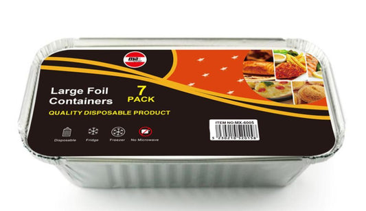 Large Foil Aluminum Containers Party BBQ Food Storage Containers 7 Pack MX6005