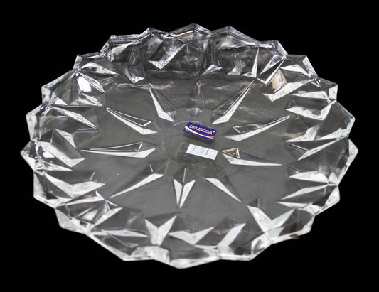 Crystal Cut Serving Glass Aesthetic Durable Party Wedding Serving Gift Glass Tray 33cm DL006