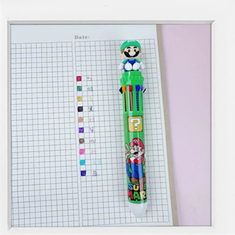 Anime Super Mario Bro Cartoon 10 Colors Ballpoint Pen Cute Gel Pen Student Supplies Stationery