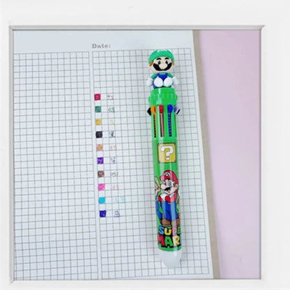 Anime Super Mario Bro Cartoon 10 Colors Ballpoint Pen Cute Gel Pen Student Supplies Stationery