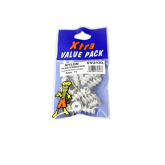Xtra Value Pack Nylon Plaster Master Plasterboard Fixings Pack of 15 EV3133