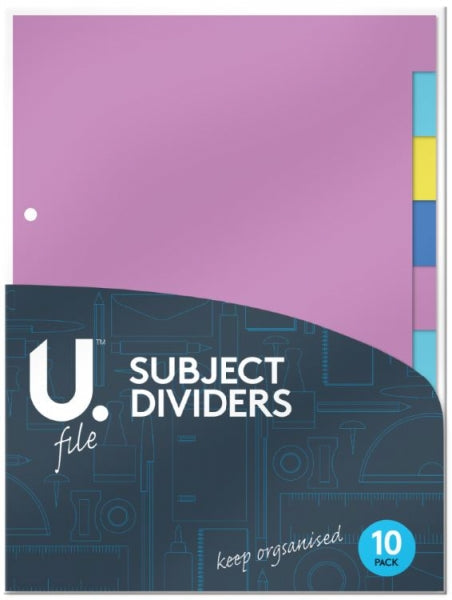Paper File Subject Dividers Pack of 10 P2090
