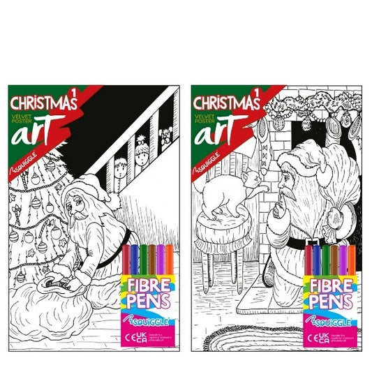 Velvet Poster Art Children's' Fun Colouring with Pens Christmas 1 25 x 38 cm 2 Designs P3018