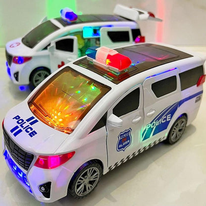 Light Up Rotating Spinning Simulation Police Van Toy with Sounds