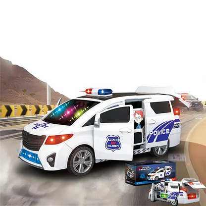 Light Up Rotating Spinning Simulation Police Van Toy with Sounds