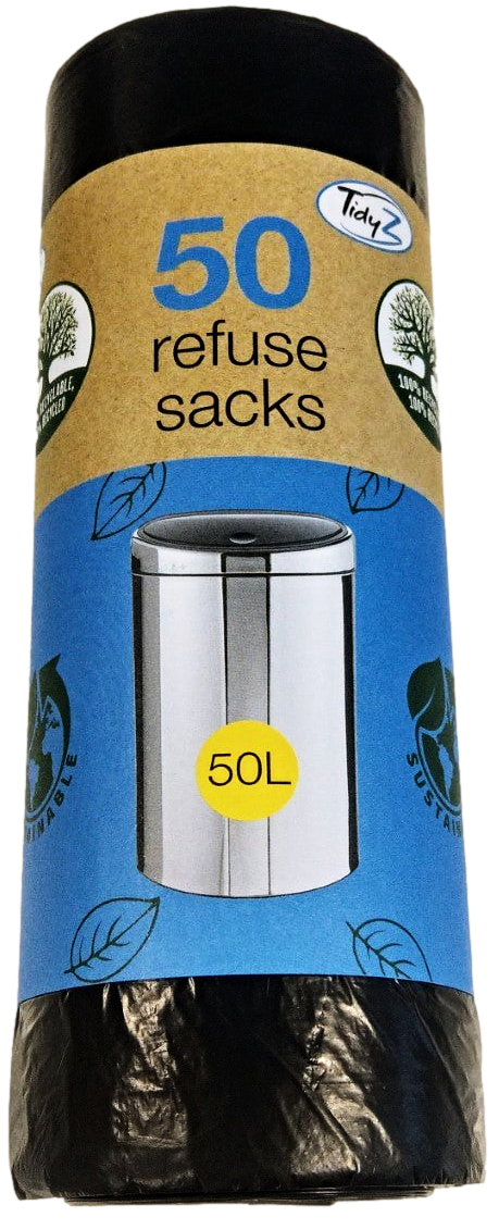 Refuse Sacks Bin Bags 50L 120 x 79cm Roll of 50 B0059