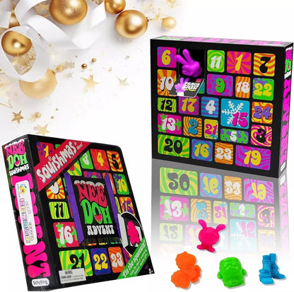 NeeDoh Squishmas Advent Calendar - 24 Mini Squeeze Toys - Christmas Countdown - Ages 3 to Adult