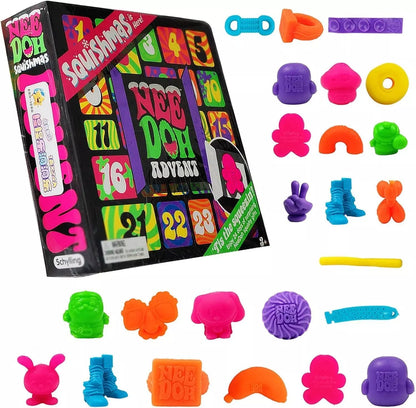 NeeDoh Squishmas Advent Calendar - 24 Mini Squeeze Toys - Christmas Countdown - Ages 3 to Adult