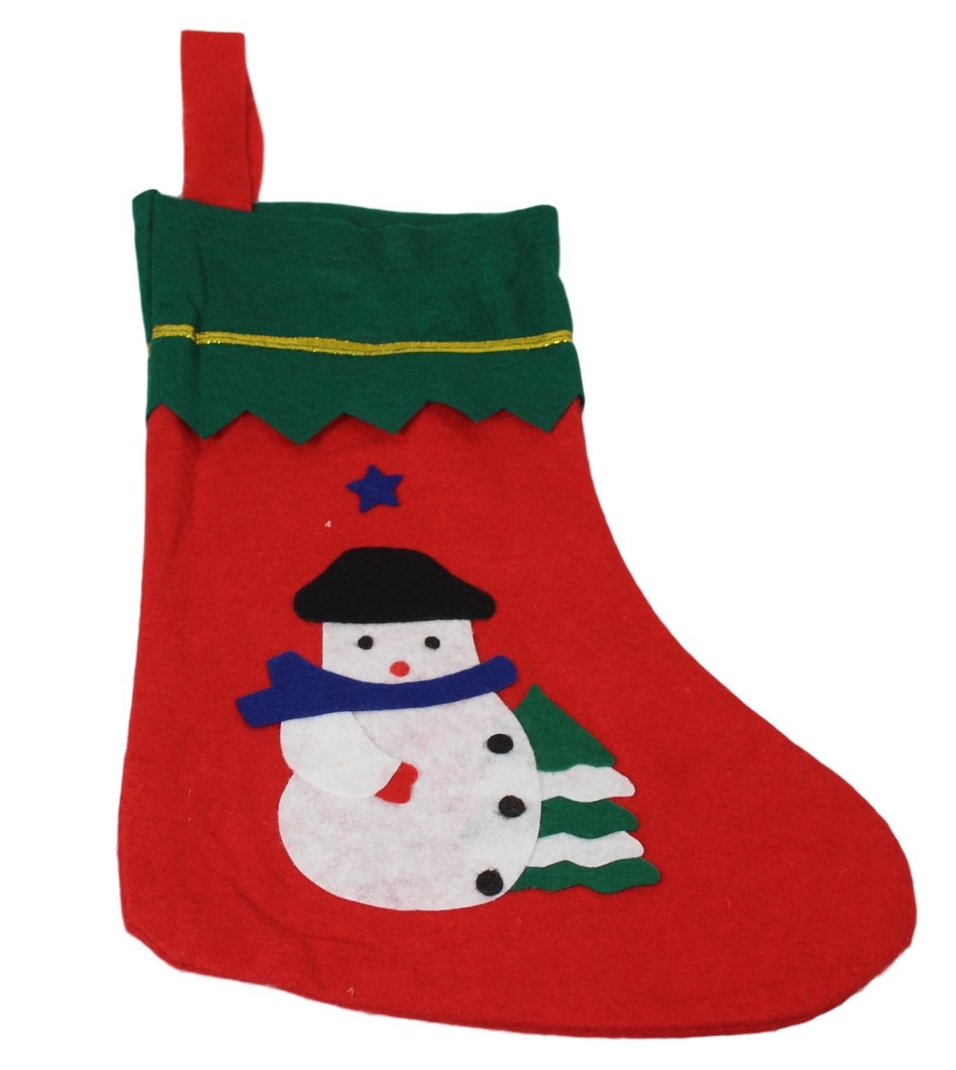 Christmas Festive Red Green Hanging Felt Stocking 32cm Assorted Designs 9980
