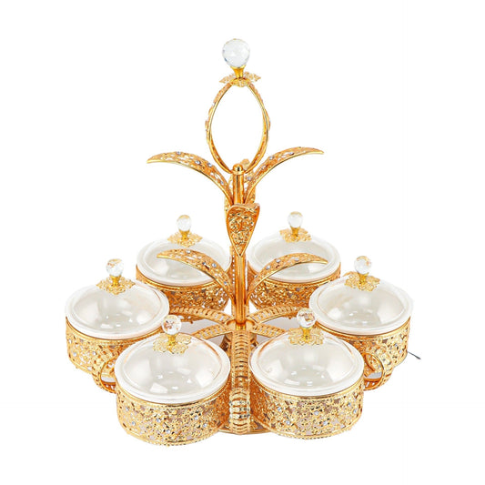 Durane Metal / Plastic Ornate Party Serving Tray Gold S-77 Round 42 x 42 x 44.5 cm 10678