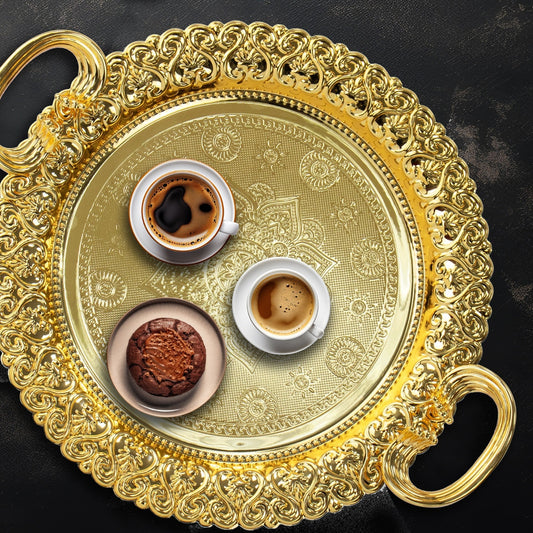 SQ Professional Durane Ornate Party Serving Tray Gold 51532FG Set of 3 Round 10976
