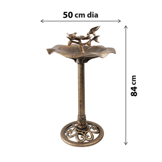 Bird Bath Bronze Effect With Bird Figurines And Feed Tray 1178