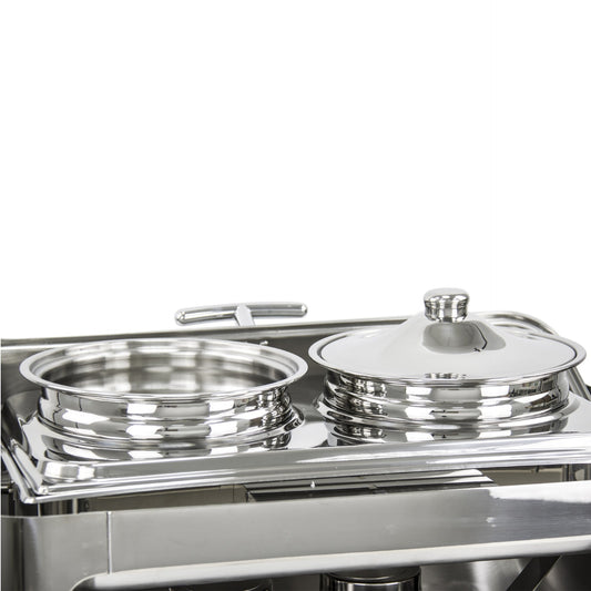 SQ Professional Banquet Chafing Dish with Roll Top and 2 Soup Pots Oblong Silver 2 x 4.5L 7924