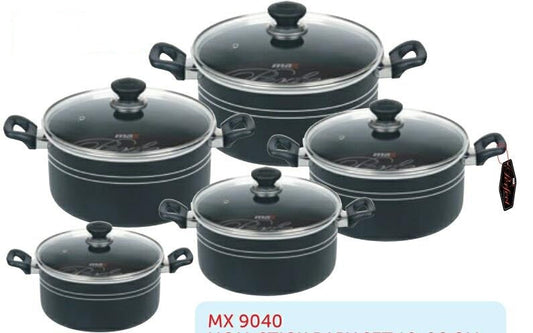 10Pc Non-Stick Casserole Set With Lids 18 -26cm MX9040